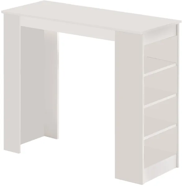 NORDVÄRK ST1 barbord, m. 3 hyller - hvit melamin (120x51,6)