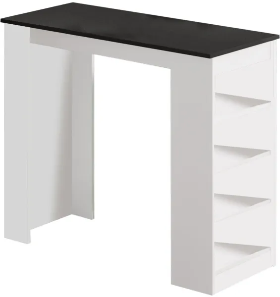 NORDVÄRK ST1 barbord, m. 3 hyller - hvit og svart melamin (120x51,6)