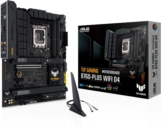 ASUS TUF GAMING B760-PLUS WIFI D4 Hovedkort - Intel B760 - Intel LGA1700 Socket - DDR4 RAM - ATX