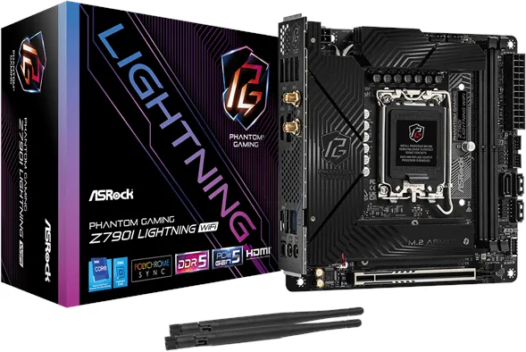 ASRock Z790I PG LIGHTNING WIFI Hovedkort - Intel Z790 - Intel LGA1700 Socket - DDR5 RAM - Mini-ITX