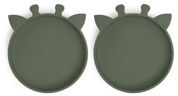 Nuuroo Akila silikonetallerken 2-pakning - Dusty Green