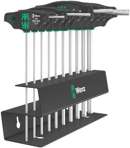 Wera 454/10 HF sett Imperial 2 T-håndtak skrutrekkersett Hex-Plus